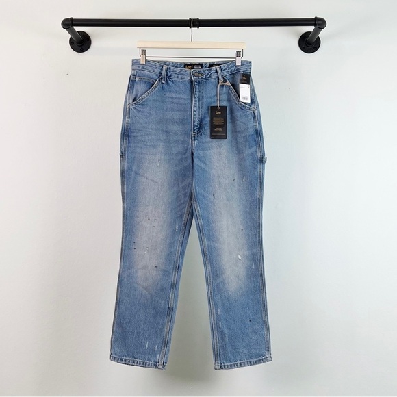 NWT Lee Free People High Rise Vintage Dungaree Jeans In Authenticfad - Picture 6 of 12